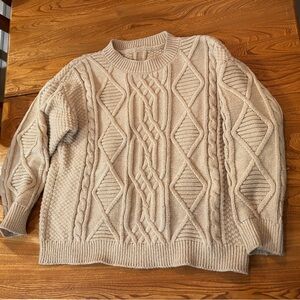 Cozy Cable Knit Sweater - Cream